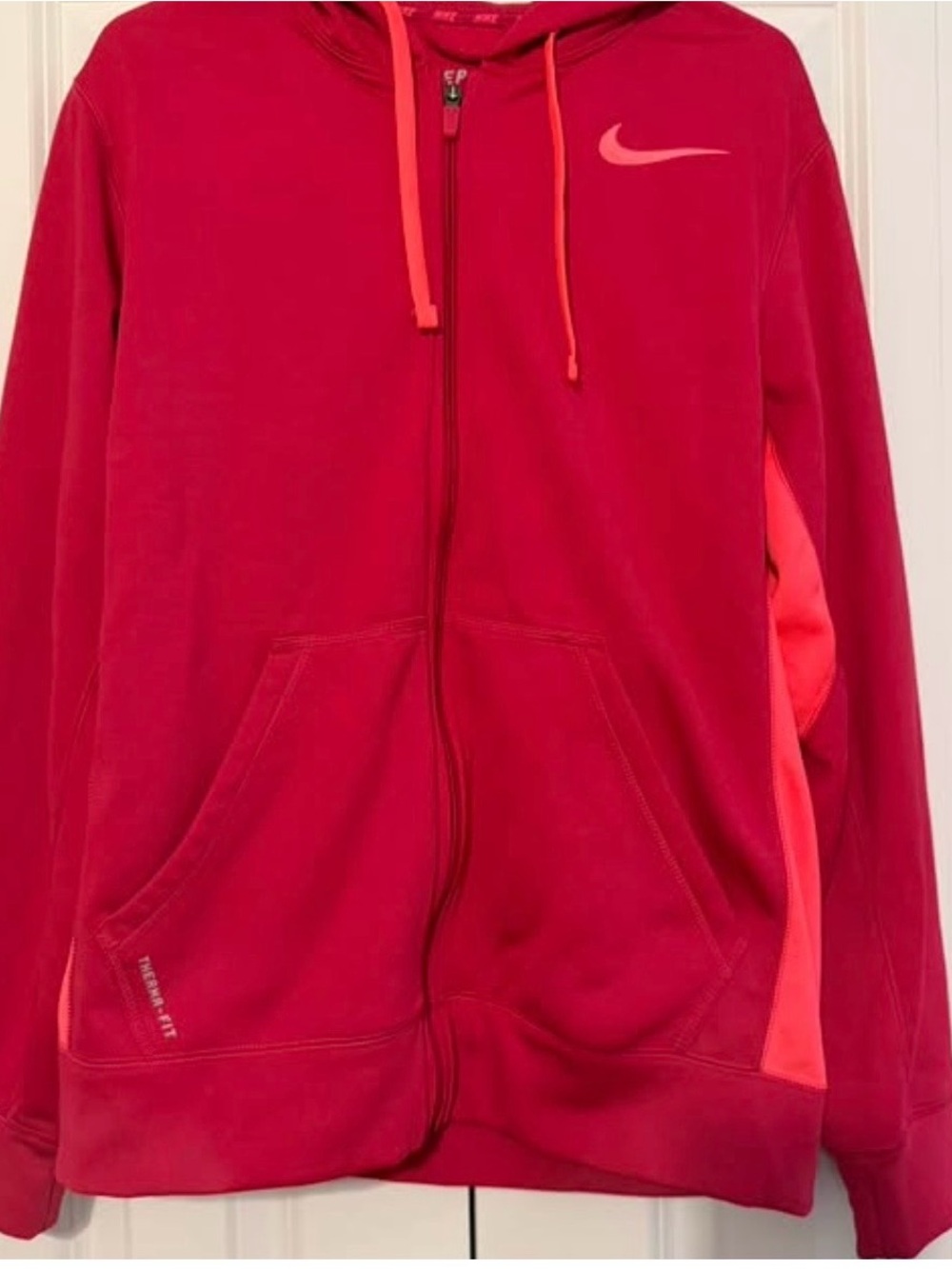 Nike Red Full-Zip Hoodie with Coral Accent Panels